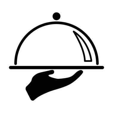 Garson tepsisi simgesi, menü restoranı web sembolü, öğle yemeği tasarım vektörü illüstrasyonu .