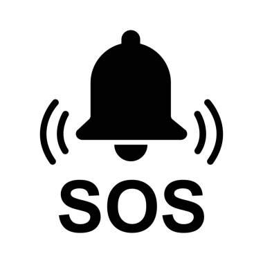 SOS yardım simgesi, güvenlik desteği uyarısı düz tasarım, vektör illüstrasyonunu kaydet .