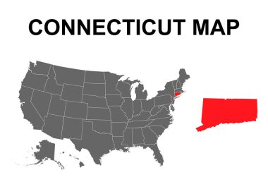 Connecticut haritası şekli, Amerika Birleşik Devletleri. Düz konsept simge vektör çizimi .
