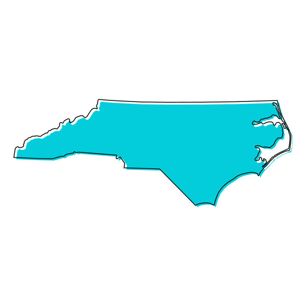 North Carolina map shape, united states of america. Flat concept symbol vector illustration .