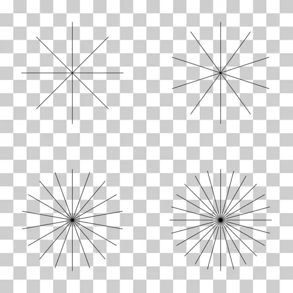 収束線バーストアイコン 幾何学的なサンバースト要素 太陽形状ベクトルイラストのセット ベクターグラフィックス