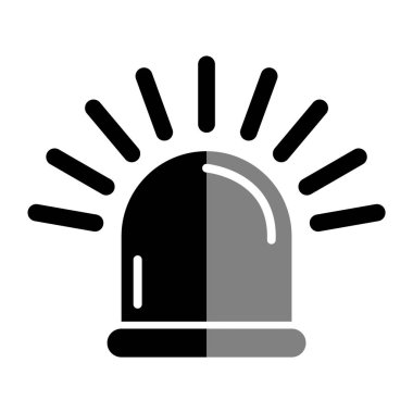 Siren yangın alarmı işareti, tehlike işareti ışık işareti, ambulans polisi uyarı vektör çizimi .