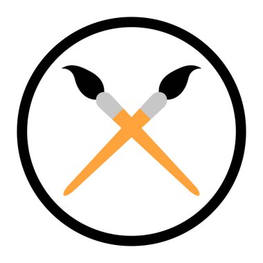 Flat art tool brush instrument, artist web design graphic vector illustration .