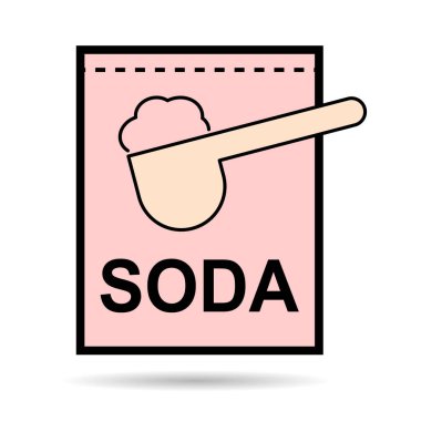 Kabartma tozu içeriği ikonu gölgesi, yemek tasarım sembolü, fırın ürünü illüstrasyonu .