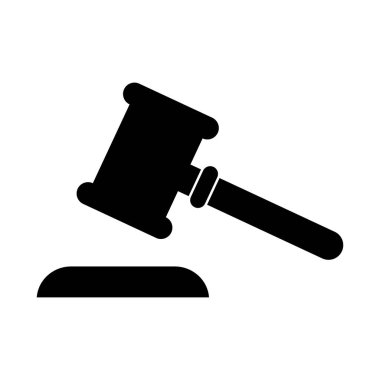 Judge hammer icon, law auction symbol, gavel justice sign vector illustration button .