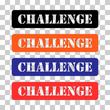 Challenge pul sembolü seti, etiket etiketi işareti düğmesi, metin sancak vektör illüstrasyonu .