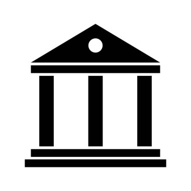 Building university architecture icon, museum roman symbol, flat design vector illustration .