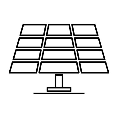 Güneş paneli simgesi, yeşil enerji teknolojisi, ekoloji alternatif enerji vektörü illüstrasyonu .
