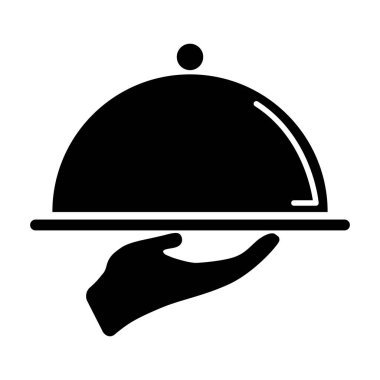 Waiter tray icon, dish menu restaurant web symbol, lunch design vector illustration .