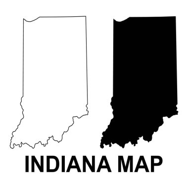 Indiana haritası seti, Amerika Birleşik Devletleri. Düz konsept vektör çizimi .