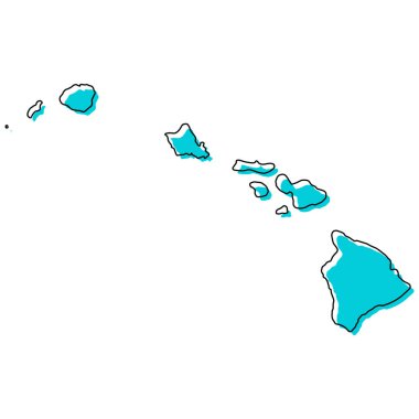 Hawaii haritası şekli, Amerika Birleşik Devletleri. Düz konsept simge vektör çizimi .