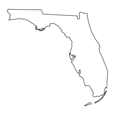 Florida haritası şekli, Amerika Birleşik Devletleri. Düz konsept simge vektör çizimi .