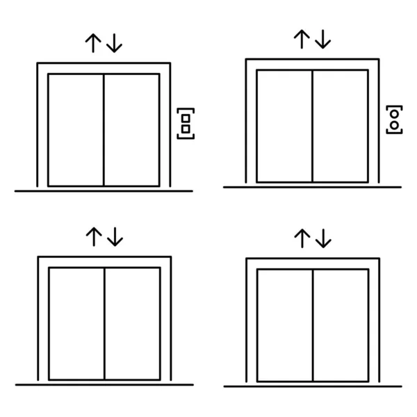 Набор Иконки Лифта Графический Знак Дизайна Векторная Иллюстрация Дверного Проема — стоковый вектор