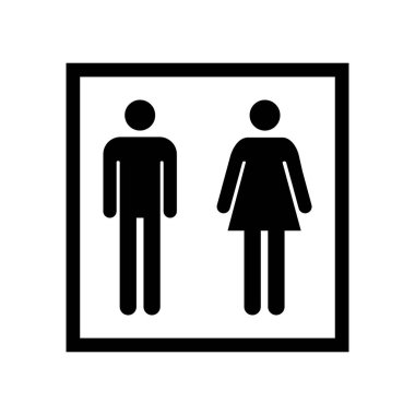 Tuvalet kadınları ve erkekler WC sembolü, düz web düğmesi, tuvalet vektör illüstrasyon bilgileri .