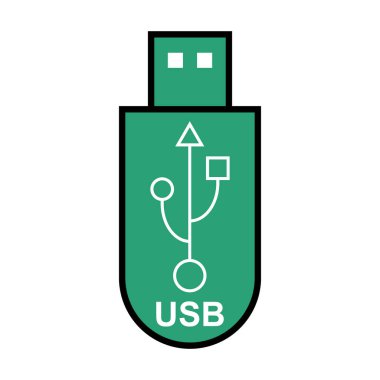 USB simge teknolojisi, bağlantı aygıtı işareti, elektronik taşınabilir sembol, vektör illüstrasyon ortamı .