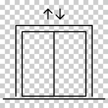 Asansör simgesini kaldırın, grafik tasarım giriş işareti, bina kapısı sembolü illüstrasyonu .