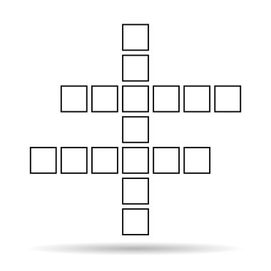 Çapraz bulmaca konsepti gölge simgesi, çapraz kelime grafik sembolü, web düz vektör illüstrasyonu .