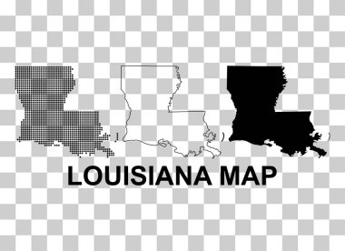 Louisiana haritası seti, Amerika Birleşik Devletleri. Düz konsept vektör çizimi .