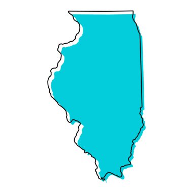 Illinois haritası şekli, Amerika Birleşik Devletleri. Düz konsept simge vektör çizimi .