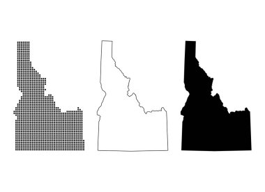 Idaho haritası seti, Amerika Birleşik Devletleri. Düz konsept vektör çizimi .