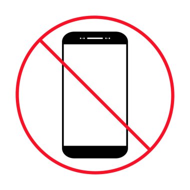Cep telefonu yasaklanmış simge, kullanım dışı telefon işareti, akıllı telefon etiketi illüstrasyonunu yasakla .