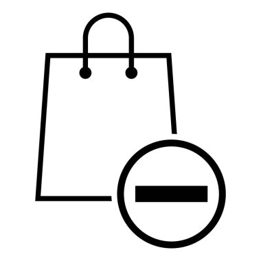 Alışveriş poşeti çizgisi simgesi, süpermarket kağıdı plastik paket işareti, eco mağaza vektör illüstrasyonu .