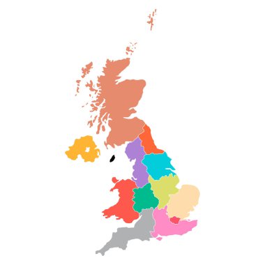 Büyük Britanya Birleşik Krallığı ve Kuzey İrlanda haritası, ayrıntılı web vektör illüstrasyonu .