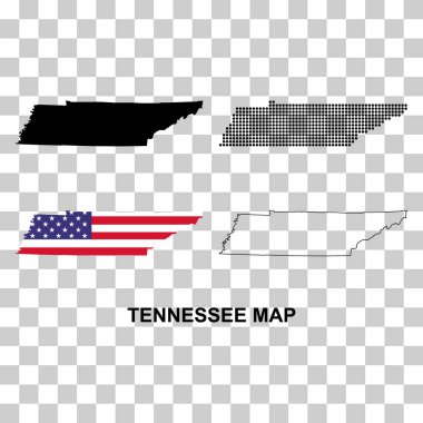 Set of Tennessee map shape, united states of america. Flat concept vector illustration .