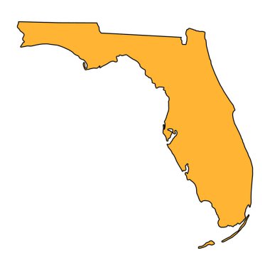 Florida haritası şekli, Amerika Birleşik Devletleri. Düz konsept simge vektör çizimi .