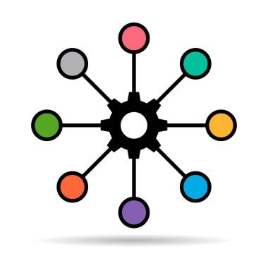 Çok kanallı dijital tasarım gölge simgesi, omnichannel düz web sembolü, İnternet vektör illüstrasyonu .