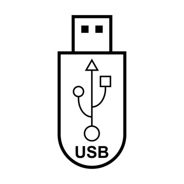 USB simge teknolojisi, bağlantı aygıtı işareti, elektronik taşınabilir sembol, vektör illüstrasyon ortamı .
