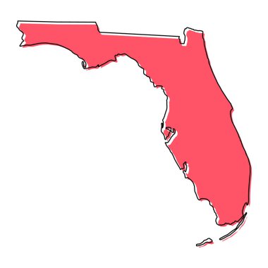 Florida haritası şekli, Amerika Birleşik Devletleri. Düz konsept simge vektör çizimi .