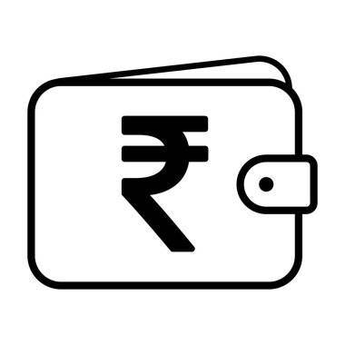 Cüzdan Rupisi simgesi, düz sembol finansmanı, ekonomi mevduat nakit vektör illüstrasyon işareti .