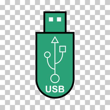 USB simge teknolojisi, bağlantı aygıtı işareti, elektronik taşınabilir sembol, vektör illüstrasyon ortamı .