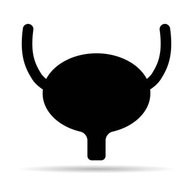 Üroloji sağlığı ikon gölgesi, anatomi tıbbi mesane işareti, biyoloji vektör çizimi .