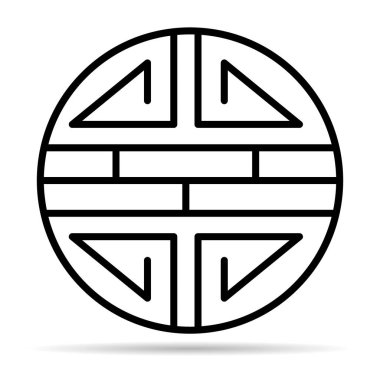 Geleneksel shou gölge simgesi, ruhani izole shu düz sembol, Asyalı vektör illüstrasyonu .