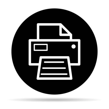 Yazıcı belgesi web gölge simgesi, yazdırma makinesi teknolojisi düz işaret gösterimi .