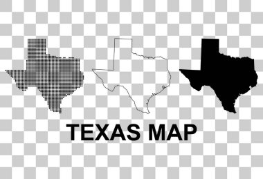 Teksas haritası şekilli, Amerika Birleşik Devletleri. Düz konsept vektör çizimi .