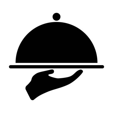 Waiter tray icon, dish menu restaurant web symbol, lunch design vector illustration .