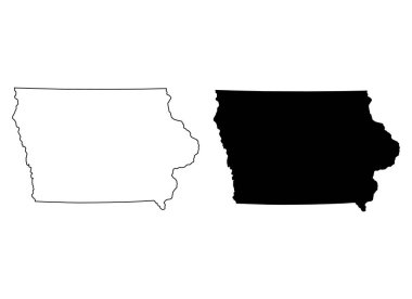 Iowa haritası seti, Amerika Birleşik Devletleri. Düz konsept vektör çizimi .