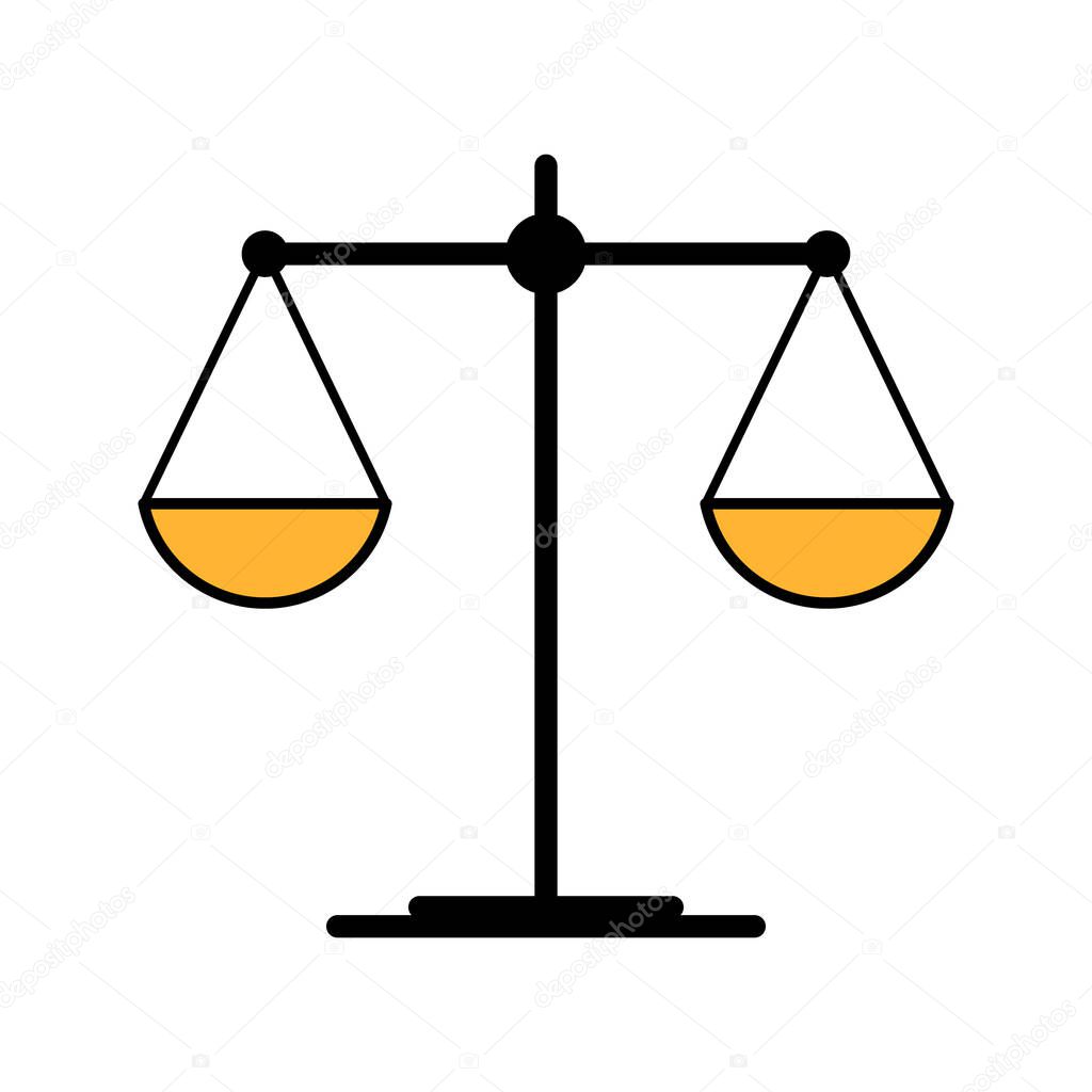 Scale equal icon, lawyer crime web sign, protection balance isolated vector illustration .