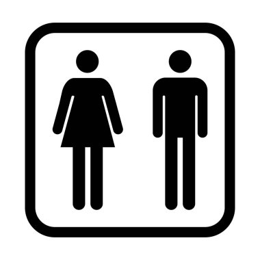 Tuvalet kadınları ve erkekler WC sembolü, düz web düğmesi, tuvalet vektör illüstrasyon bilgileri .