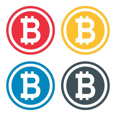 Bitcoin web para seti, internet elektronik kripto tasarım sembolü, dijital ödeme vektör çizimi .