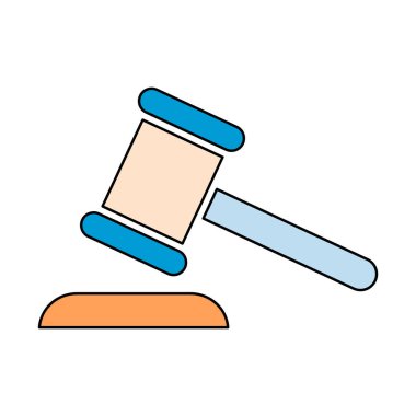 Judge hammer icon, law auction symbol, gavel justice sign vector illustration button .