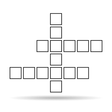 Çapraz bulmaca konsepti gölge simgesi, çapraz kelime grafik sembolü, web düz vektör illüstrasyonu .