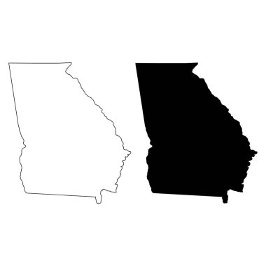 Georgia haritası seti, Amerika Birleşik Devletleri. Düz konsept vektör çizimi .