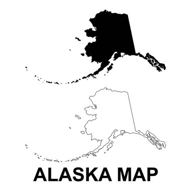 Alaska haritası seti, Amerika Birleşik Devletleri. Düz konsept vektör çizimi .