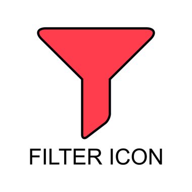 Filtre düğmesi ağ şekli simgesi, düz filtreleme sembolü, huni işareti çizimi .