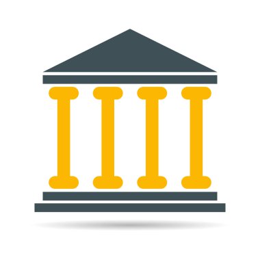 Üniversite mimarisi gölge simgesi, müze Roma sembolü, düz tasarım vektör illüstrasyonu .