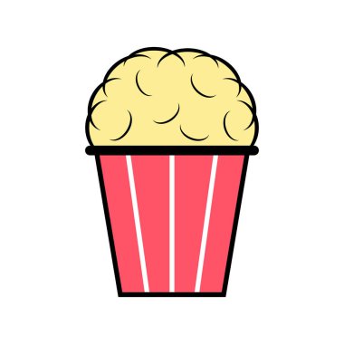 Patlamış mısır tasarım ikonu, web mısır kutusu abur cubur düz vektör çizim elementi .